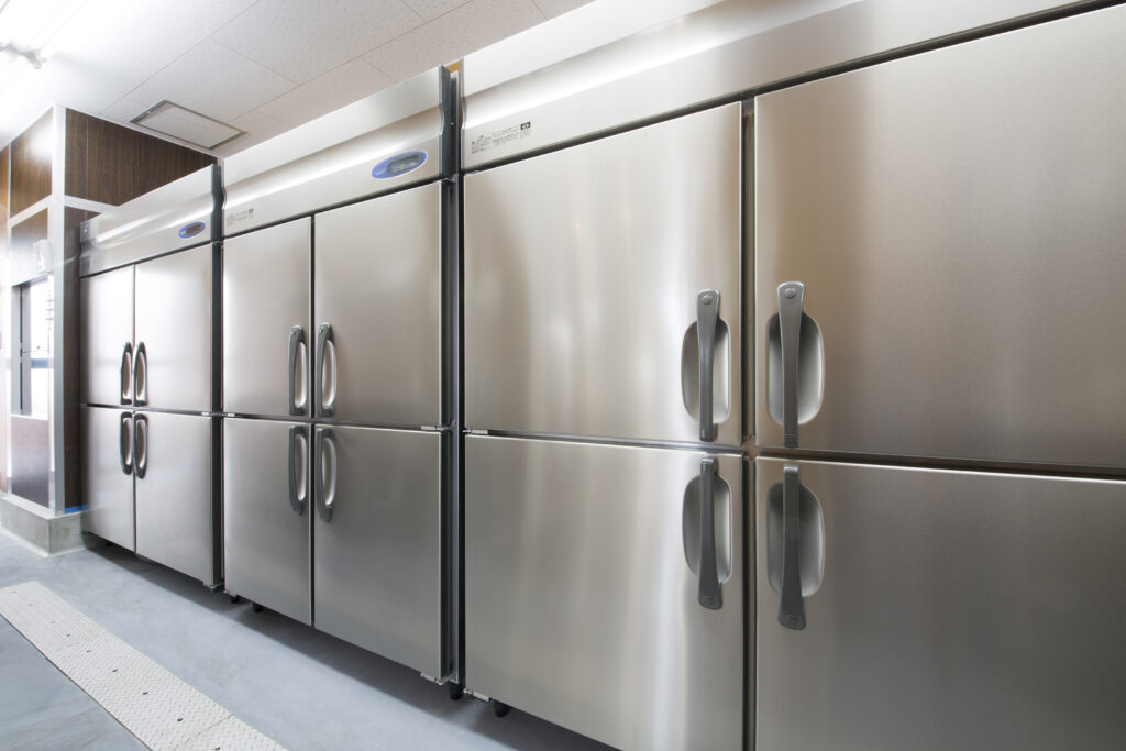 Refrigerator in the newly built restaurant kitchen